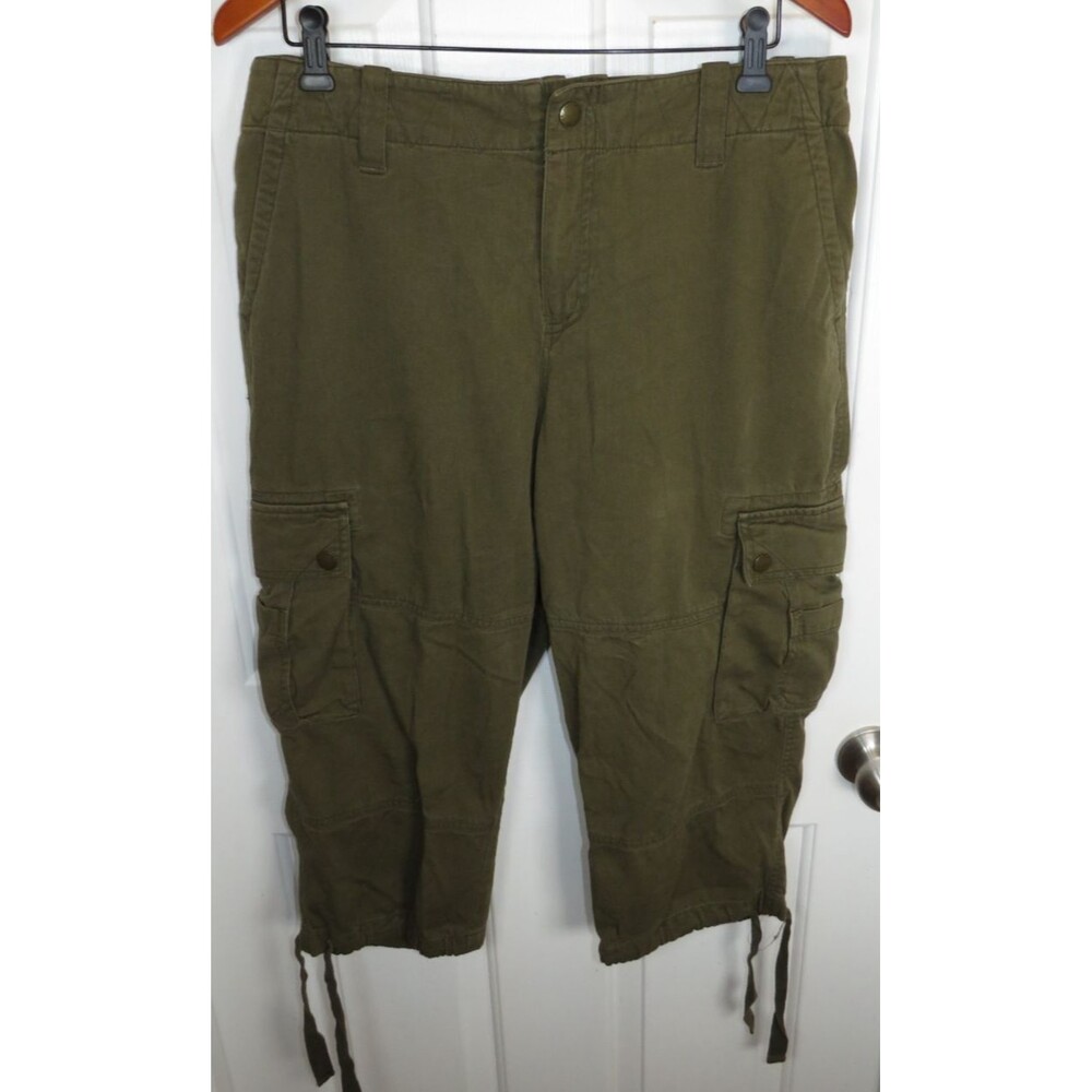 Vintage LRL Ralph Lauren Cargo Capris Army Green Y2K 90s Gorpcore 12 paratrooper